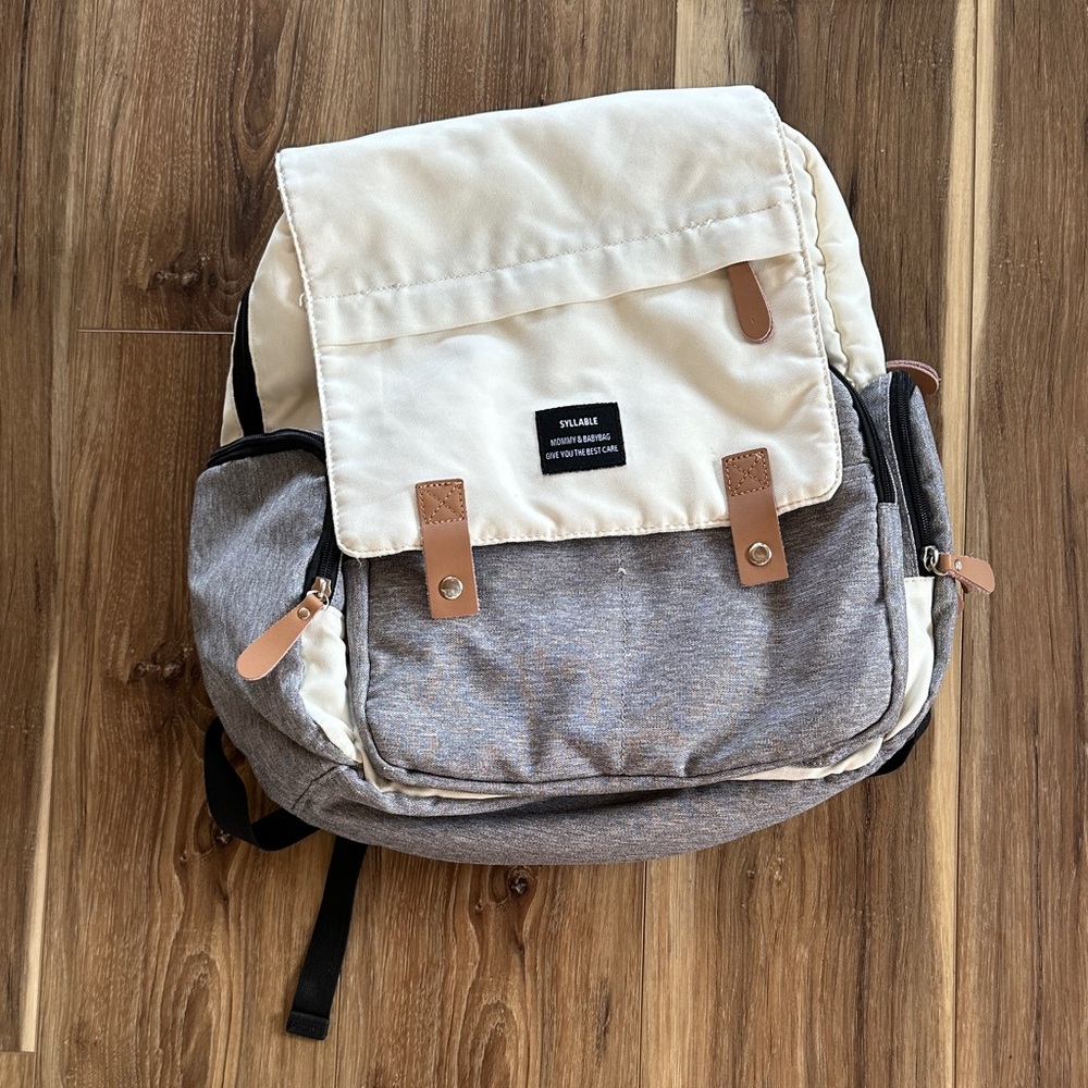 Stylish Cream and Gray Backpack